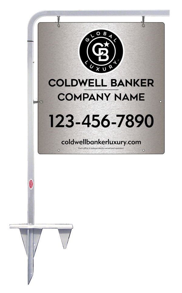Tubular Stake And Office Sign Panel Unit, 25"H X 24"W, Brushed Aluminum Composite