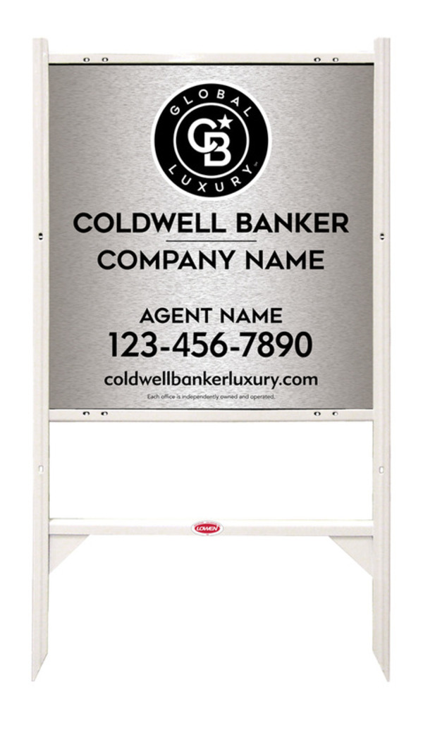 Angle Iron Frame And Agent Sign Panel Unit, 25"H X 24"W, Brushed Aluminum Composite