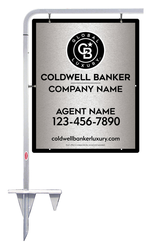 Tubular Stake And Agent Sign Panel Unit, 30"H X 24"W, Brushed Aluminum Composite