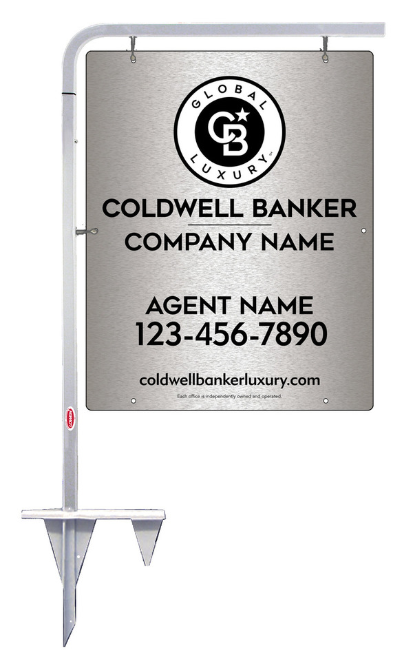 Tubular Stake And Agent Sign Panel Unit, 30"H X 24"W, Brushed Aluminum Composite