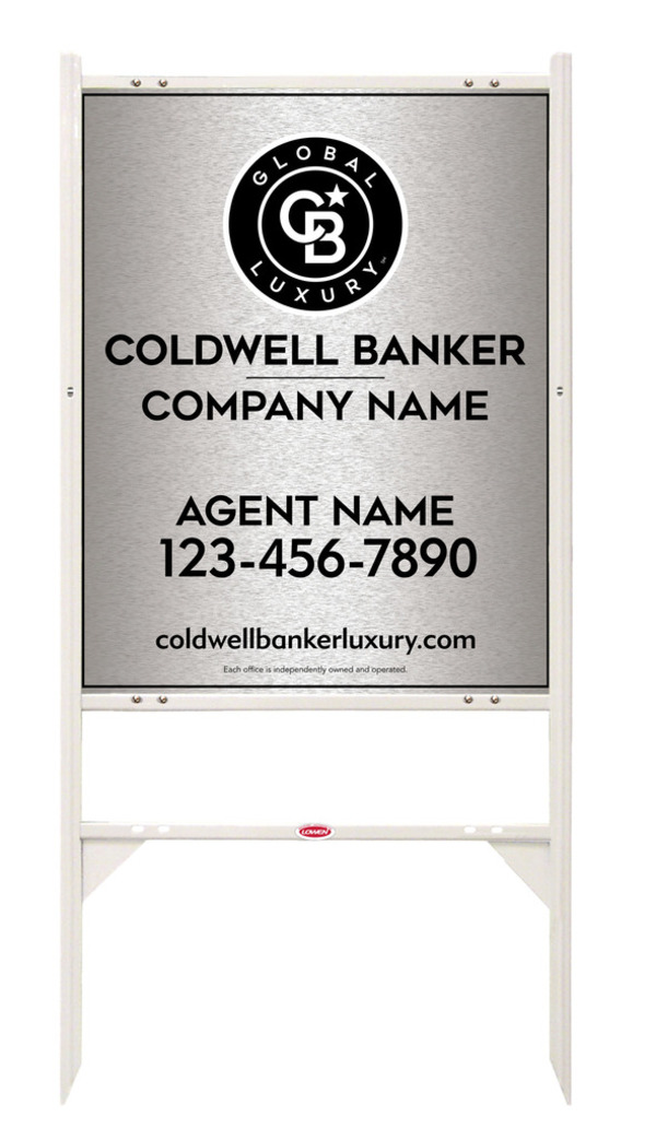 Angle Iron Frame And Agent Sign Panel Unit, 30"H X 24"W, Brushed Aluminum Composite