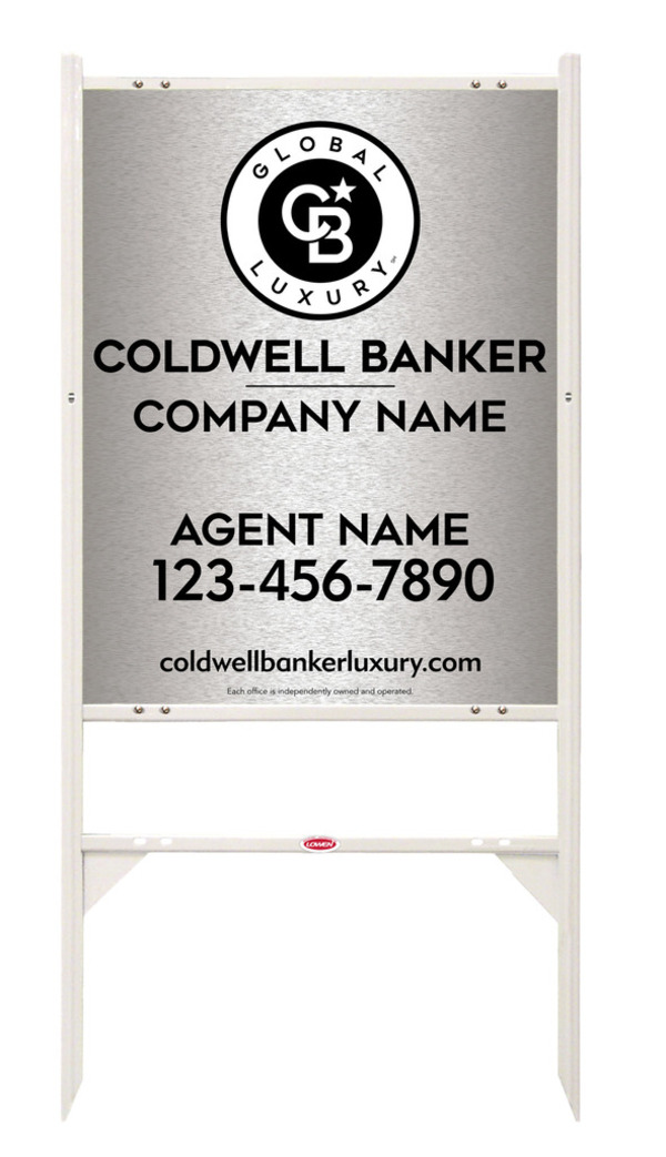 Angle Iron Frame And Agent Sign Panel Unit, 30"H X 24"W, Brushed Aluminum Composite