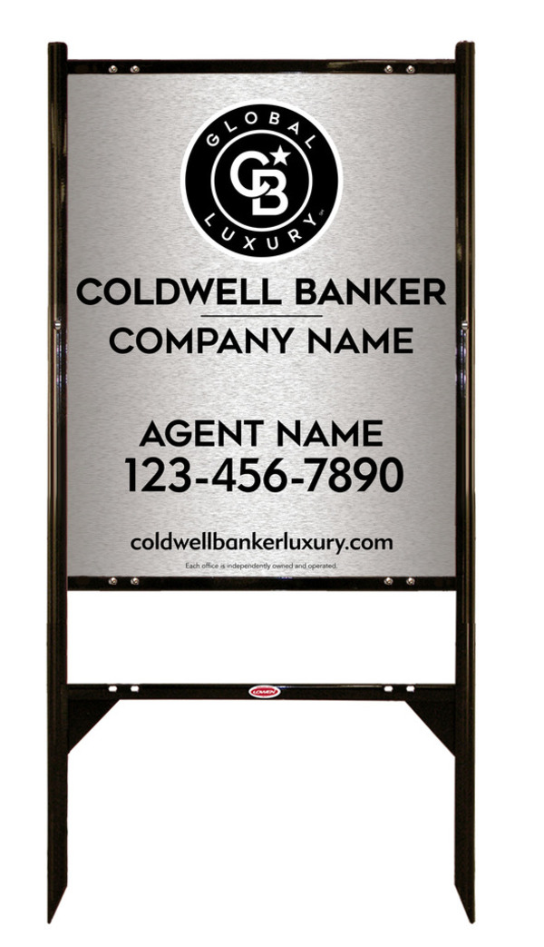 Angle Iron Frame And Agent Sign Panel Unit, 30"H X 24"W, Brushed Aluminum Composite