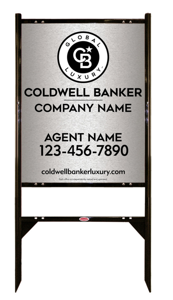 Angle Iron Frame And Agent Sign Panel Unit, 30"H X 24"W, Brushed Aluminum Composite