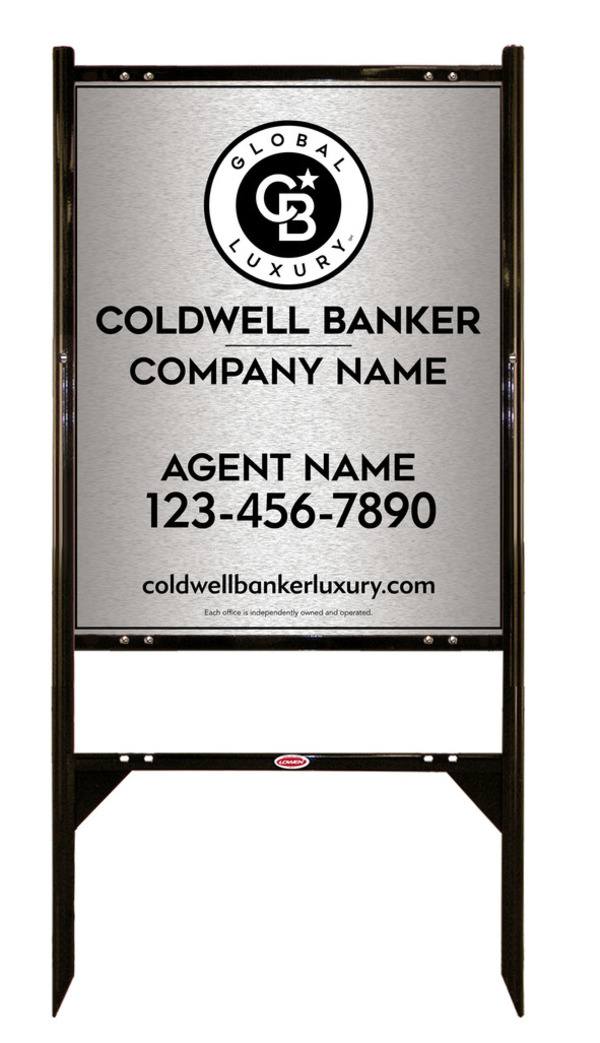 Angle Iron Frame And Agent Sign Panel Unit, 30"H X 24"W, Brushed Aluminum Composite
