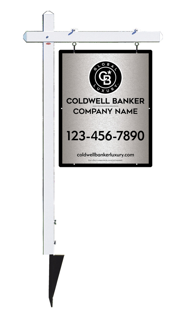 Sign Post And Office Sign Panel Unit, 30"H X 24"W, Brushed Aluminum Composite