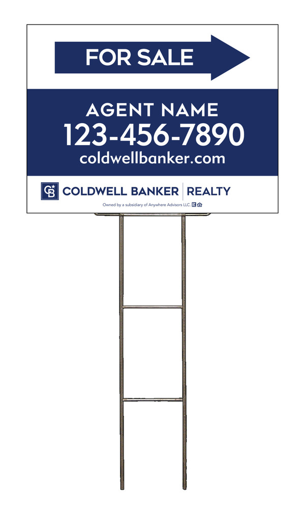 Wire H-Stake And Agent For Sale Sign Panel Unit, 18"H X 24"W, 4mm Corrugated