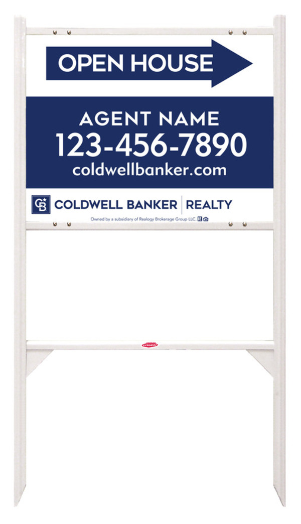 Angle Iron Frame And Agent Open House Sign Panel Unit, 18"H X 24"W, Steel