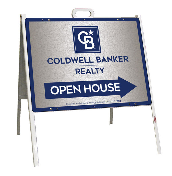 A-Frame And Office Open House Sign Panel Unit, 18"H X 24"W, Brushed Aluminum Composite