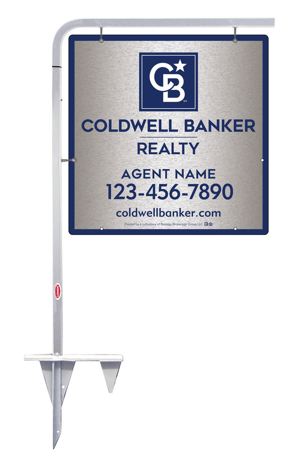 Tubular Stake And Agent Sign Panel Unit, 24"H X 24"W, Brushed Aluminum Composite