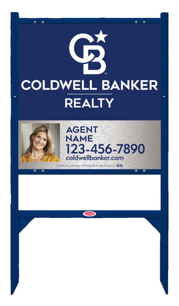 Angle Iron Frame And Agent Photo Sign Panel Unit, 24"H X 24"W, Brushed Aluminum Composite