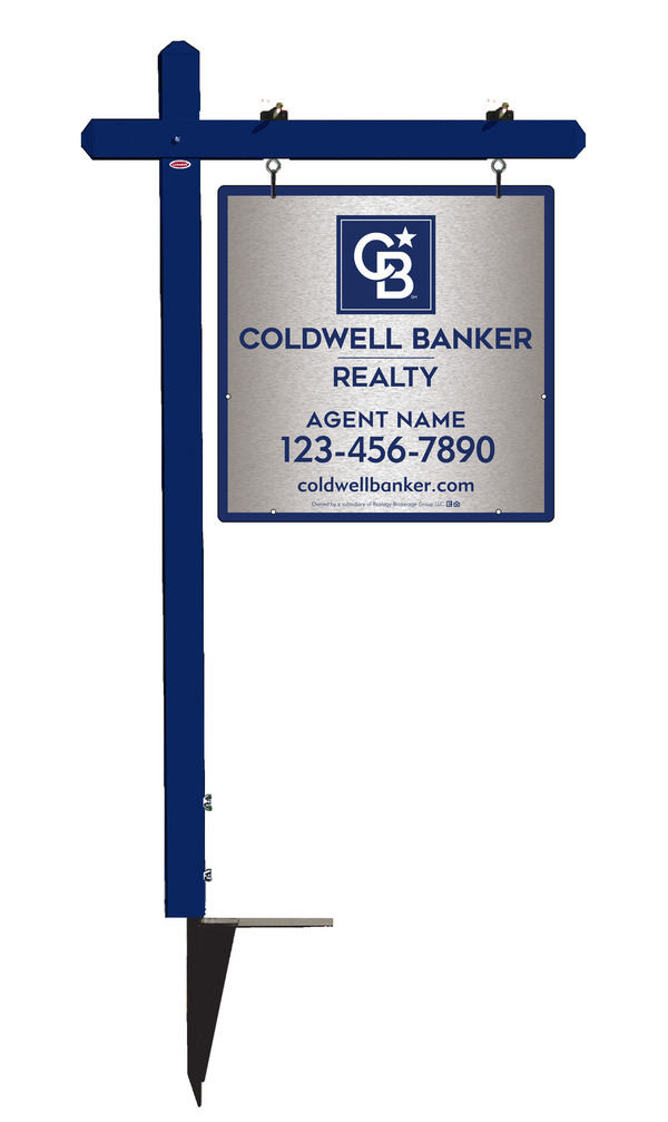 Sign Post And Agent Sign Panel Unit, 24"H X 24"W, Brushed Aluminum Composite