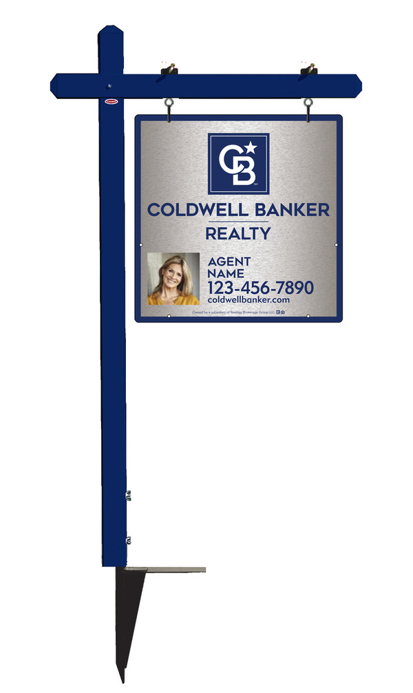 Sign Post And Agent Photo Sign Panel Unit, 24"H X 24"W, Brushed Aluminum Composite