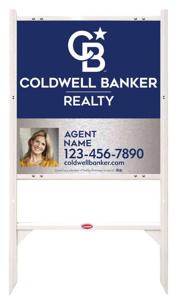 Angle Iron Frame And Agent Photo Sign Panel Unit, 25"H X 24"W, Brushed Aluminum Composite
