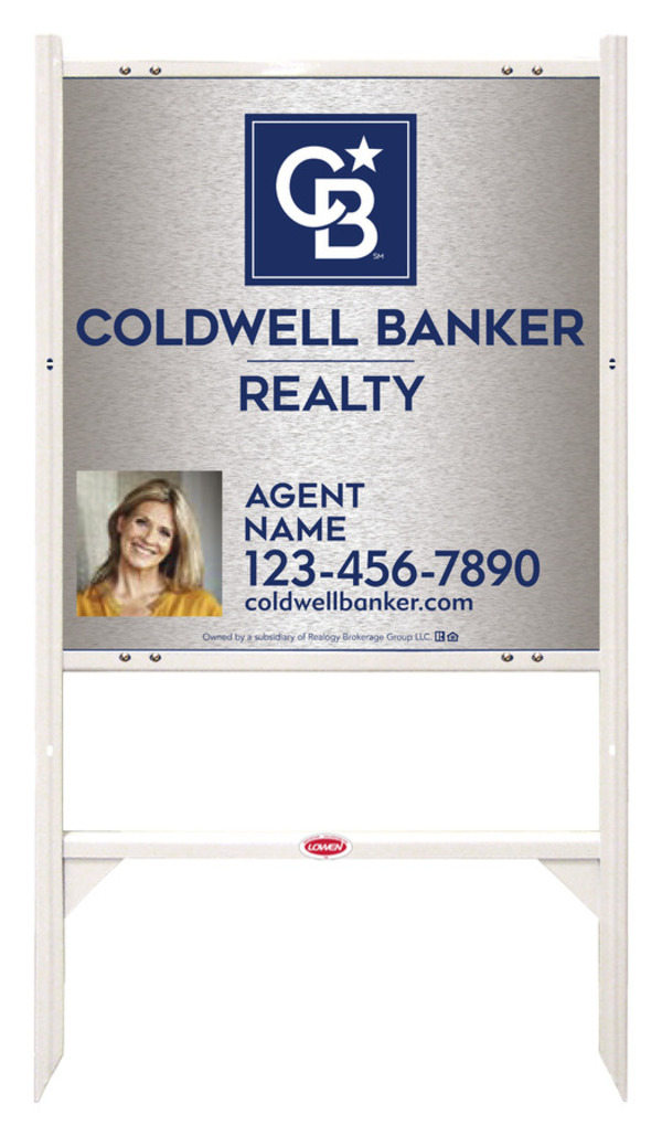 Angle Iron Frame And Agent Photo Sign Panel Unit, 25"H X 24"W, Brushed Aluminum Composite