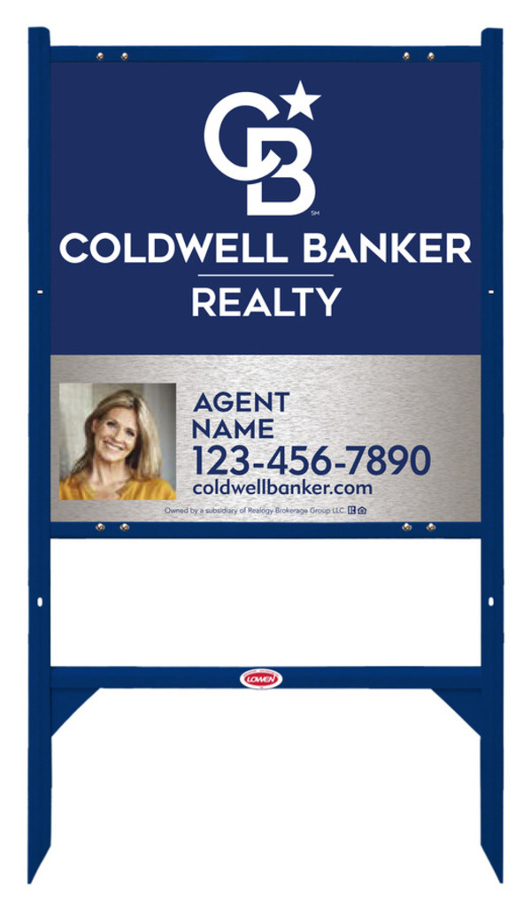 Angle Iron Frame And Agent Photo Sign Panel Unit, 25"H X 24"W, Brushed Aluminum Composite