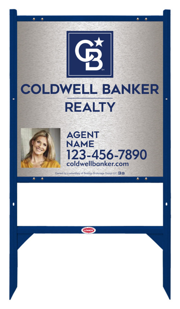 Angle Iron Frame And Agent Photo Sign Panel Unit, 25"H X 24"W, Brushed Aluminum Composite