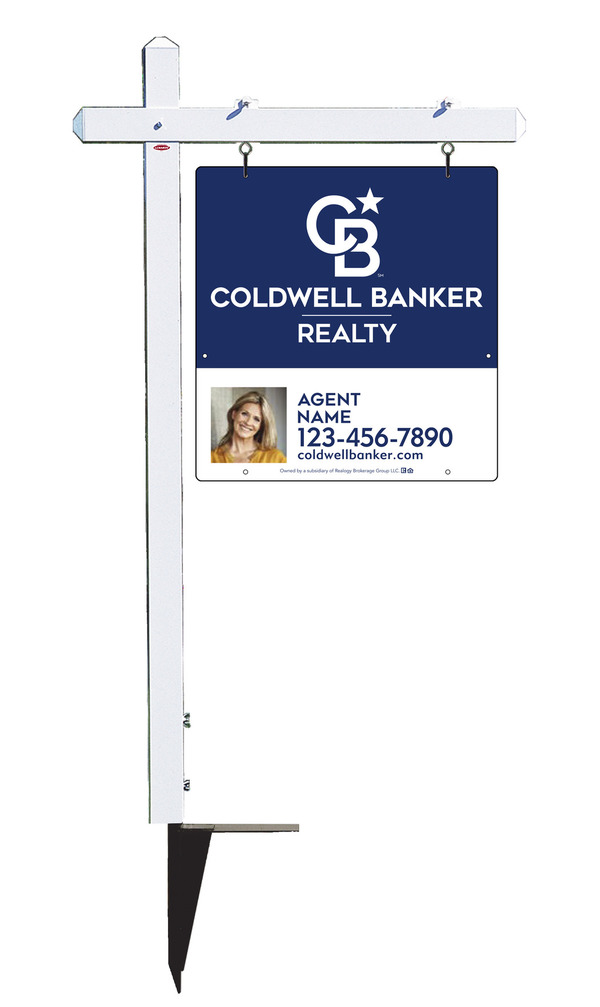 Sign Post And Agent Photo Sign Panel Unit, 25"H X 24"W, 3mm Aluminum Composite