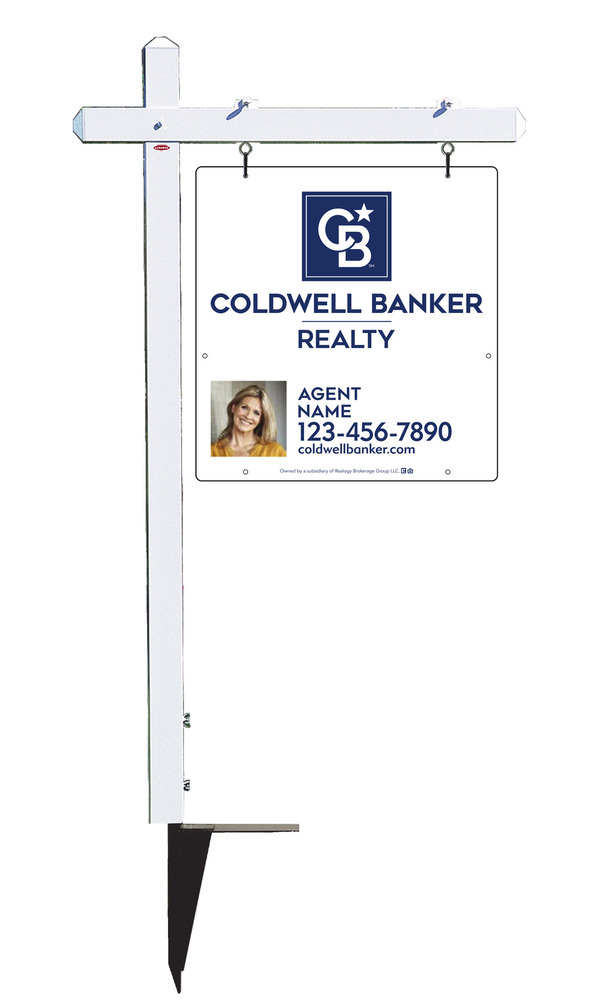 Sign Post And Agent Photo Sign Panel Unit, 25"H X 24"W, 3mm Aluminum Composite