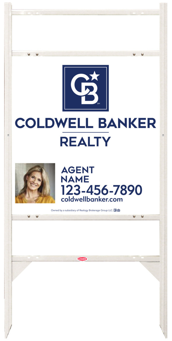 Angle Iron Frame W/ 2 Rider Inserts And Agent Photo Sign Panel Unit, 25"H X 24"W, 3mm Aluminum Composite