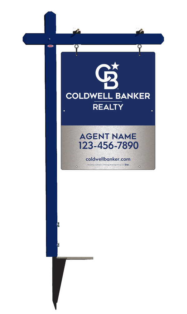 Sign Post And Agent Sign Panel Unit, 30"H X 24"W, Brushed Aluminum Composite