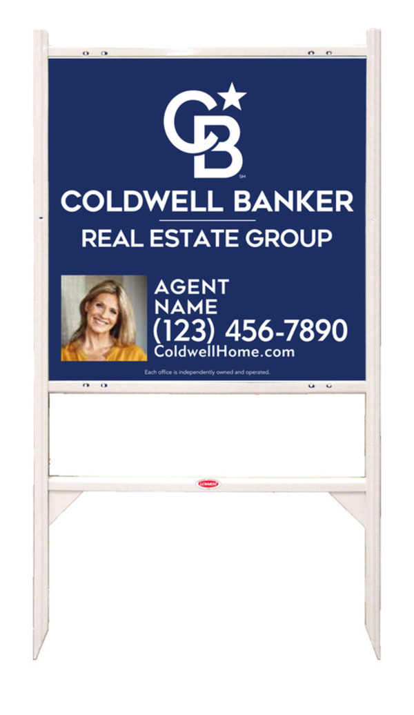 Angle Iron Frame And Agent Photo Sign Panel Unit, 24"H X 24"W, Steel