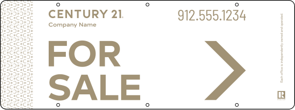 Directional For Sale Sign Panel, 9"H X 24"W, Steel