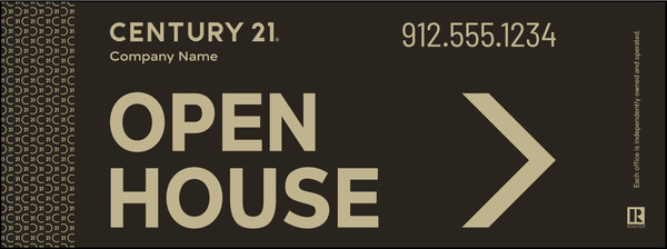 Directional Open House Sign Panel, Corrugated 4mm, 9"H X 24"W