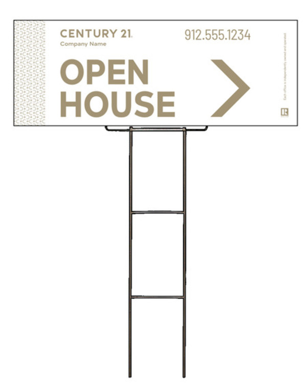 Wire Stake And Sign Panel Unit, Open House, 9"H X 24"W, 4mm