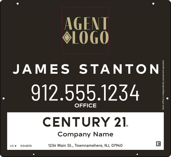 Hanging Agent Logo Centric Sign Panel, 22"H X 24"W, Steel