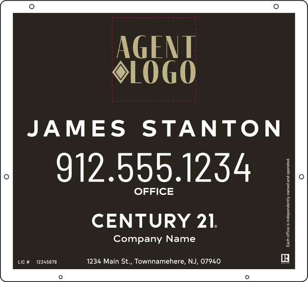 Hanging Agent Logo Centric Sign Panel, 22"H X 24"W, Steel