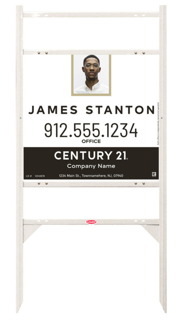 Angle Iron Frame With Two Rider Inserts And Agent Photo Centric Sign Panel Unit, 22"H X 24"W