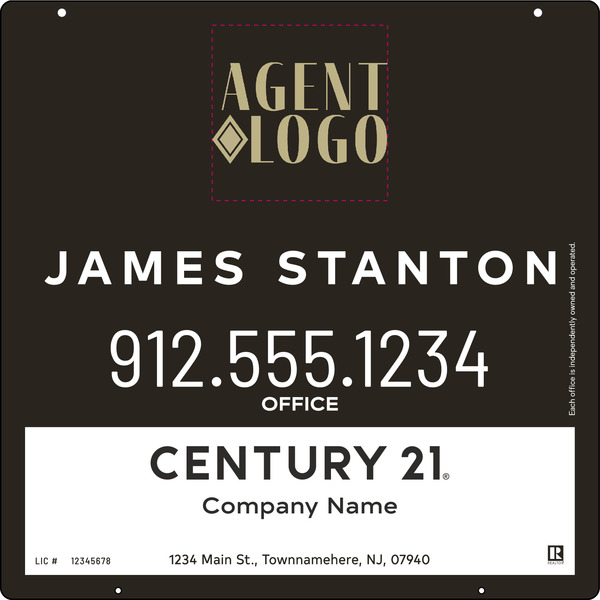 Hanging Agent Logo Centric Sign Panel, 24"H X 24"W, Steel