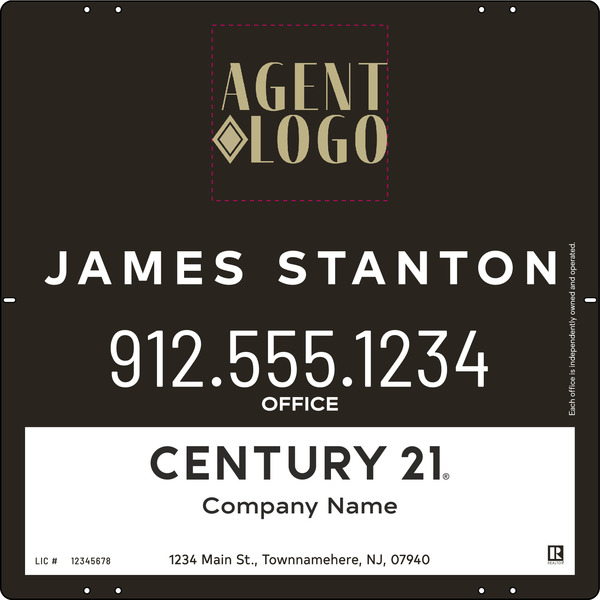 Agent Logo Centric Sign Panel, 24"H X 24"W, .040 Aluminum