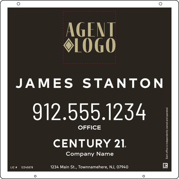Hanging Agent Logo Centric Sign Panel, 24"H X 24"W, Steel