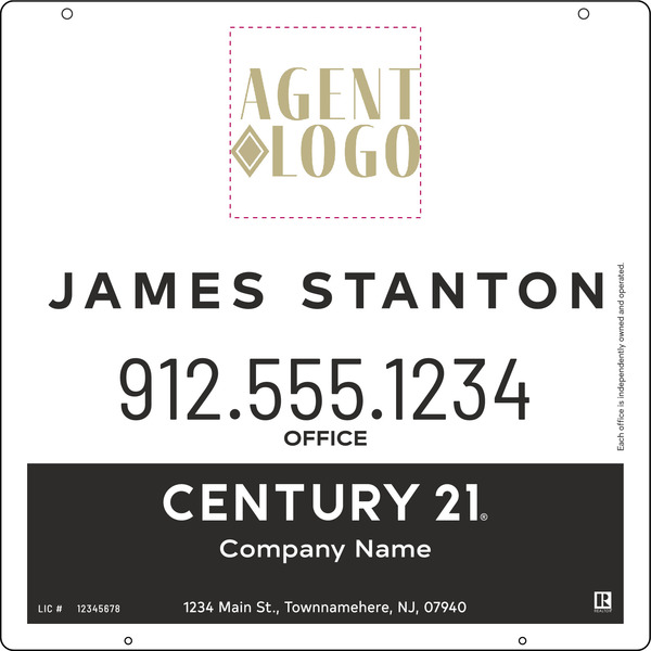 Hanging Agent Logo Centric Sign Panel, 24"H X 24"W, .063 Aluminum