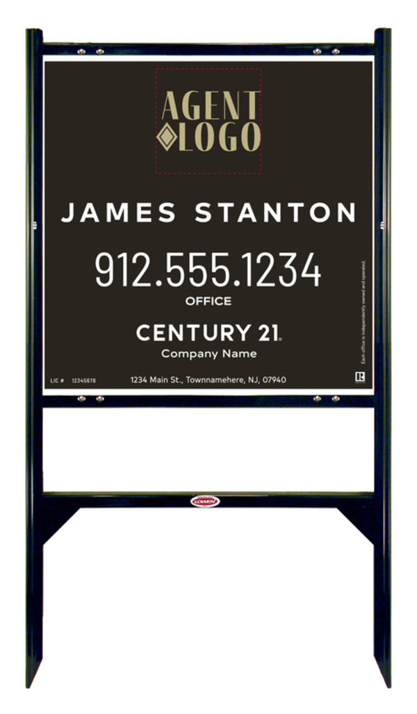 Angle Iron Frame And Agent Logo Centric Sign Panel Unit, 24"H X 24"W