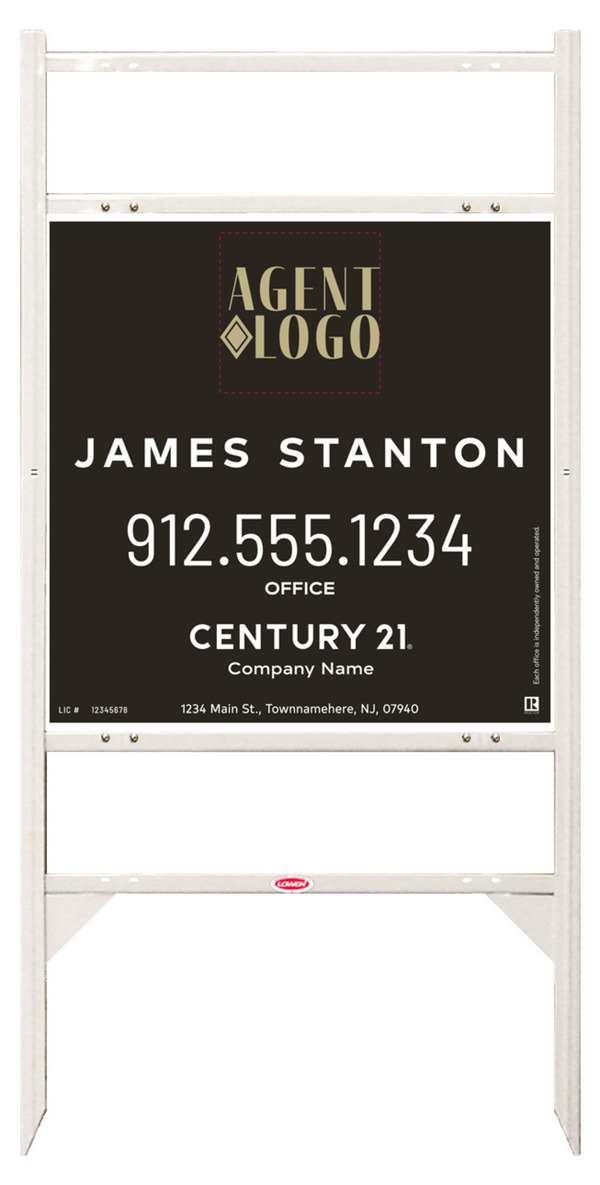 Angle Iron Frame With Two Rider Insets And Agent Logo Centric Sign Panel Unit, 24"H X 24"W
