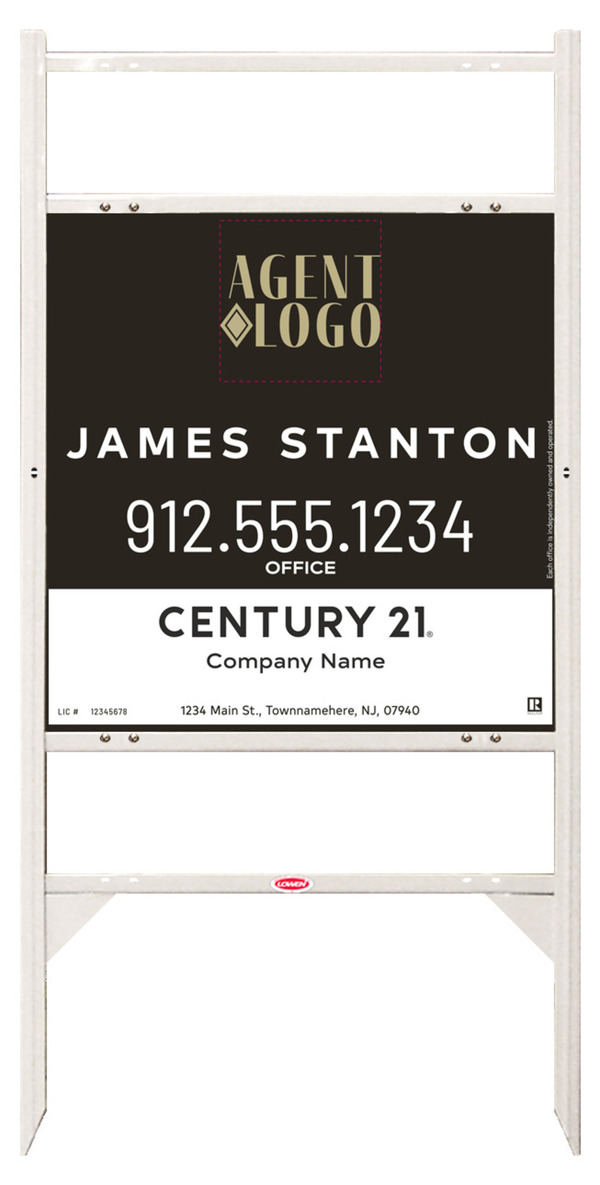 Angle Iron Frame With Two Rider Insets And Agent Logo Centric Sign Panel Unit, 24"H X 24"W