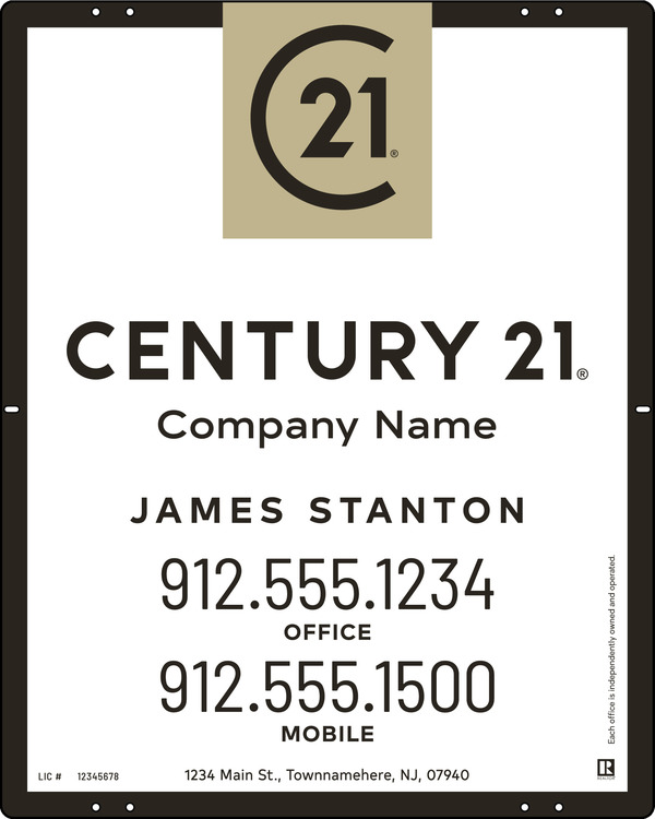 Reflective Agent Sign Panel, 30"H X 24"W, Steel