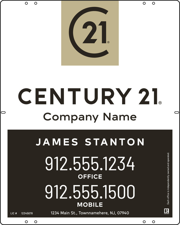 Reflective Agent Sign Panel, 30"H X 24"W, 3mm Aluminum Composite