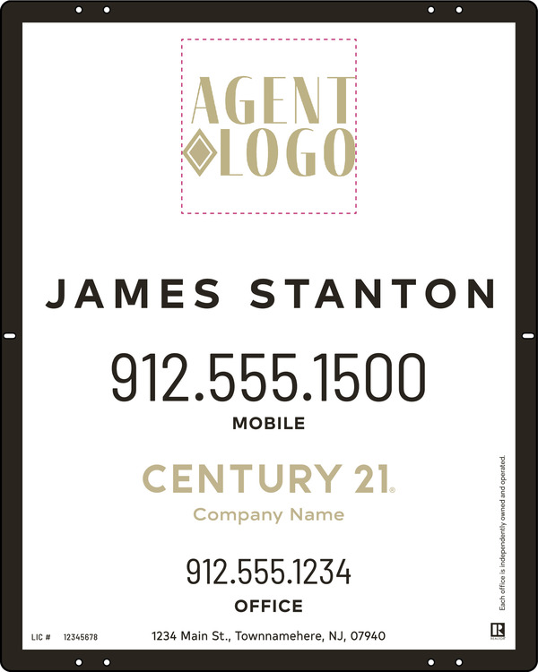 Agent Logo Centric Sign Panel, 30"H X 24W, Steel