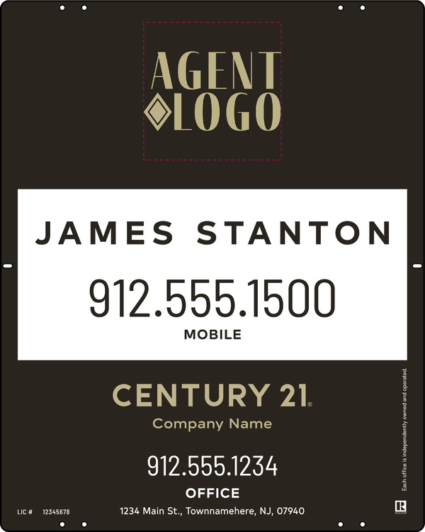 Agent Logo Centric Sign Panel, 30"H X 24"W, 3mm Aluminum Composite