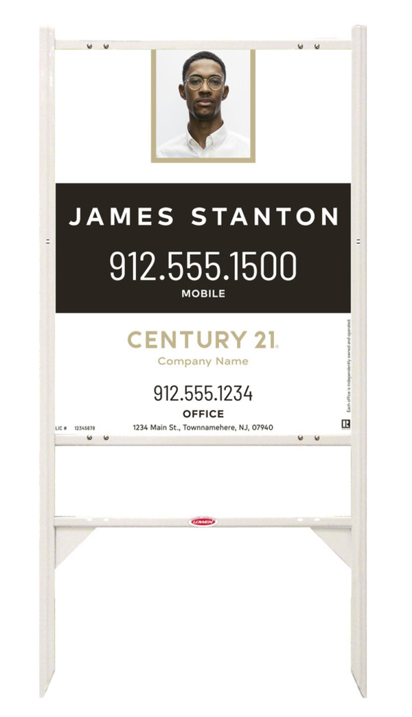 Angle Iron Frame And Agent Photo Centric Sign Panel Unit, 30"H X 24"W