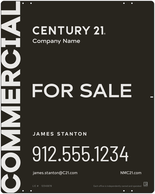 Reflective Commercial Agent Sign Panel, 30"H X 24"W, Steel