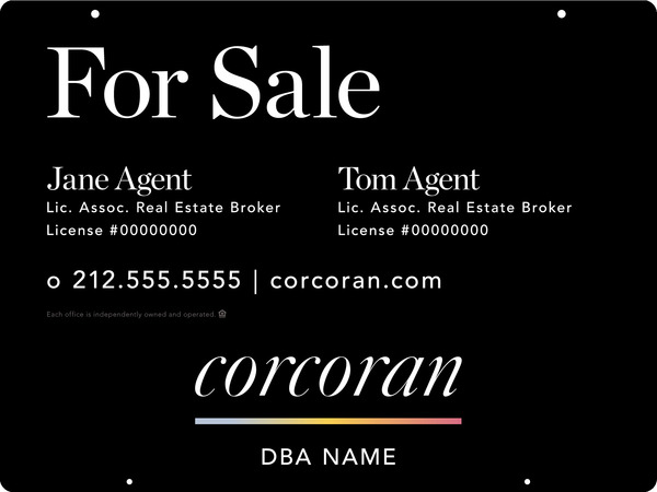 Two Agent Name Hanging Sign Panel, 18"H X 24"W, Steel