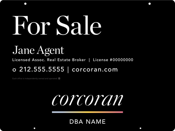 Agent Name Hanging Sign Panel, 18"H X 24"W, 3mm Aluminum Composite