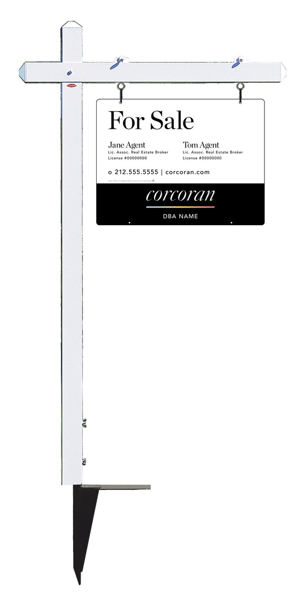 Sign Post And Two Agent Sign Panel Unit, 18"H X 24"W, Steel