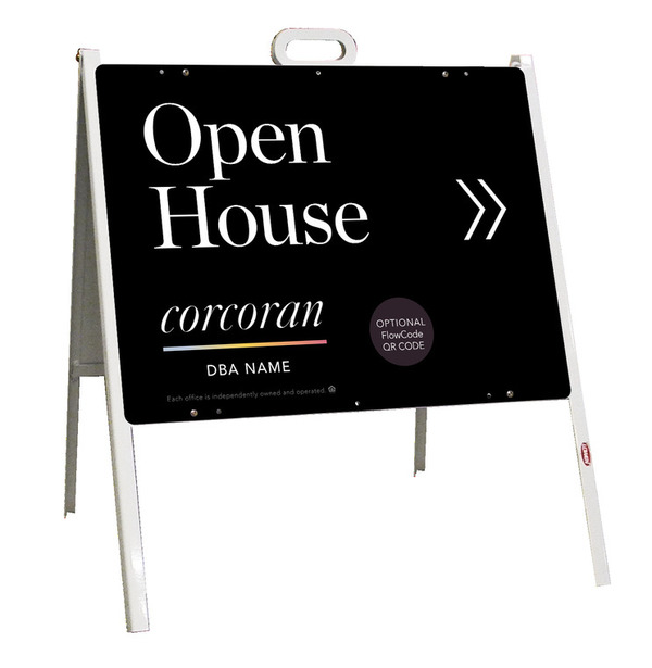 Directional Office Open House W/ Qr Flowcode  A-Frame And Sign Panel Unit, 18"H X 24"W, Steel