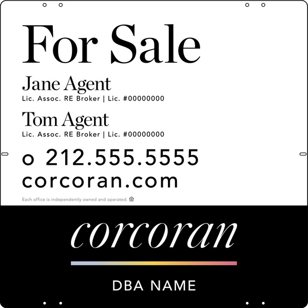 Two Agent Name Sign Panel, 24"H X 24"W, 3mm Aluminum Composite